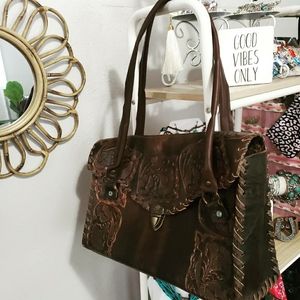 Real raw leather hand made in Mexico purse